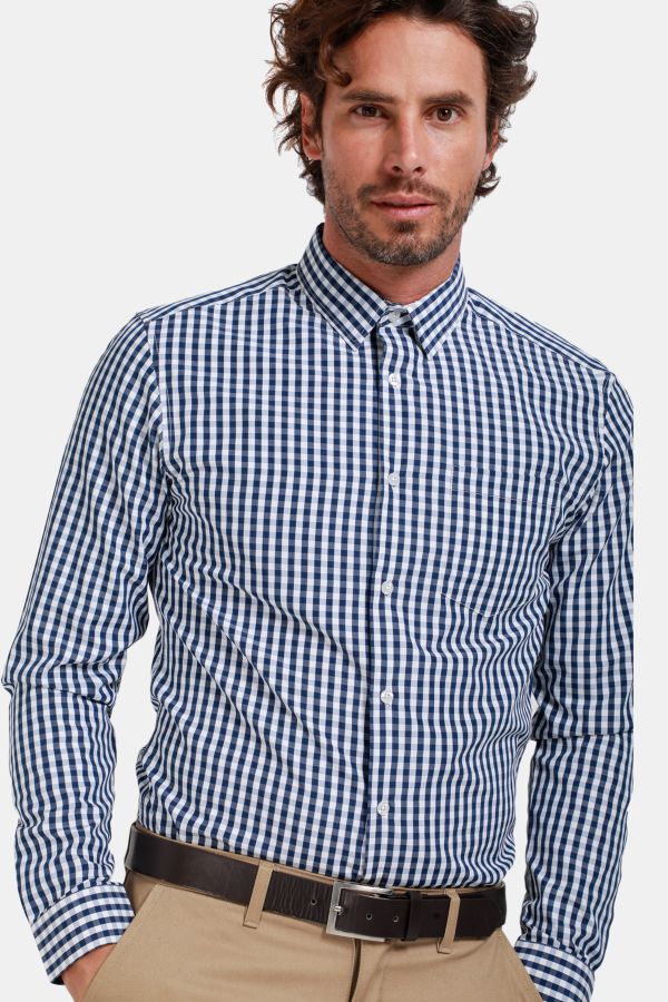 check shirt with check blazer